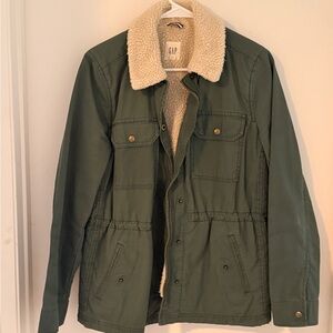GAP Women's Green Utility Jacket with Sherpa Collar